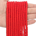 MIIIM 3600 PCS 10 Strands Polymer Clay Beads for Jewelry Making, Vinyl Heishi Beads 6mm for Surfer Bracelets Necklace Making (Red-1) - color: XR03-Red-1