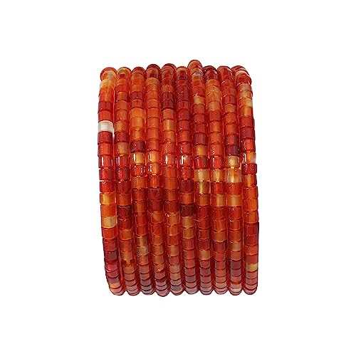 BEADIA Natural Red Agate Short Cylinder Beads 2x3mm 155pcs Tube Loose Semi Gemstone Beads for Jewelry Making Design - color: Red Agate
