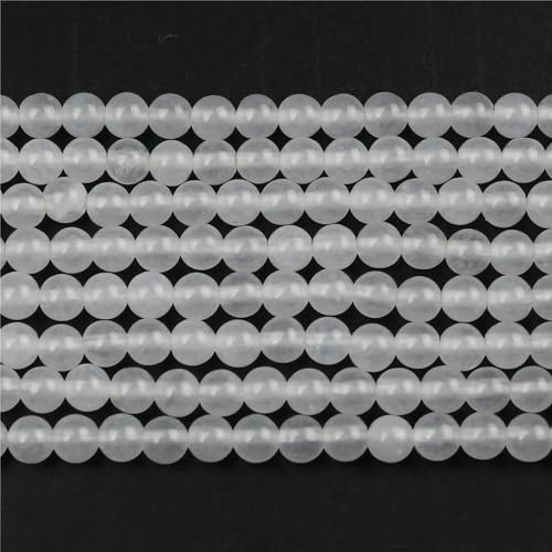 MJDCB 225pcs Natural Small Stone Beads 3mm White Jade Round Smooth Loose Gemstone Bead for Jewelry Making Bracelets Earrings Necklaces Accessories - color: White Jade