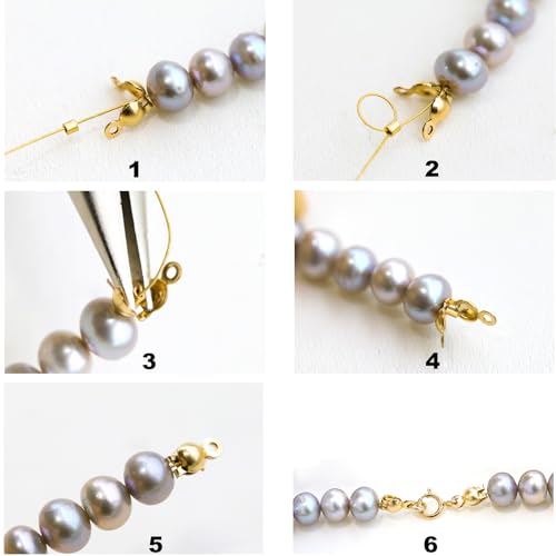 100 Pcs 18K Gold Crimp Beads for Jewelry Making - 4mm Crimp Bead Covers, Knot Covers for Jewelry Making, Knot Covers Clamshell Fold-Over Bead Covers for DIY Bracelets Necklaces - color: Gold