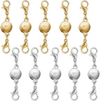 925 Silver and Gold Magnetic Necklace Clasps, Round Necklace Clasp Closures for Jewelry Making,Magnetic Necklace Clasps and Extenders,for Bracelet Necklace and Accessories (10pcs | Gold Silver) - color: 10pcs | gold silver