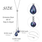 Long Necklace Sterling Silver Larait Bar Y Lariat Long Chain Drop Adjustable Necklace Gift for Her, 30" - style: Long Black Pearl Necklace