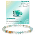 Natural Faceted Crystal Bracelet for Women,4mm Gemstone Round Beads Bracelets Adjustable Stretchy Healing Crystal Beads Bracelets Dainty Jewelry Gift - color: Amazonite