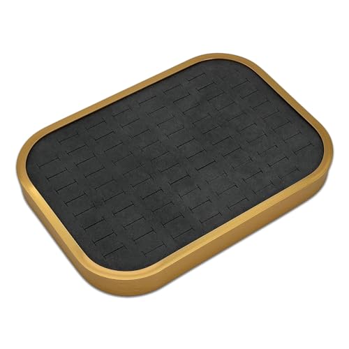 TheDisplayGuys - Aluminum Jewelry Organizer Display Tray - Faux Suede Insert - 76 Ring Holder Slots - Gold/Grey - color: Grey Suede, size: Ring Slots - 76, style: Aluminum - Gold
