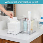 Vtopmart 7.6" H Clear Stackable Storage Drawers, 4 Pack Plastic Organizers Bins for Skincare, Cosmetics,Beauty Supplies,Ideal for Vanity, Bathroom,Kitchen Countertop,Cabinet Organization - style: 4pack High
