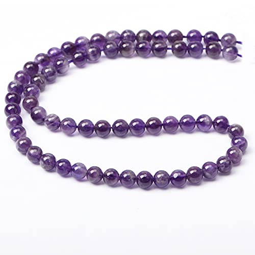 AD Beads Natural Gemstone Round Loose Beads 15" for Bracelet Necklace Earrings Jwelery Making Crafts DIY (6mm, Purple Amethyst) - color: Purple Amethyst, size: 6mm