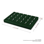 24 Grids Velvet Necklace Tray Necklace Holder Storage Jewelry Display Tray for Drawers With Removable Jewellery Cards for Bracelet Chain Pendant (Green) - size: 24 Grid With Insert