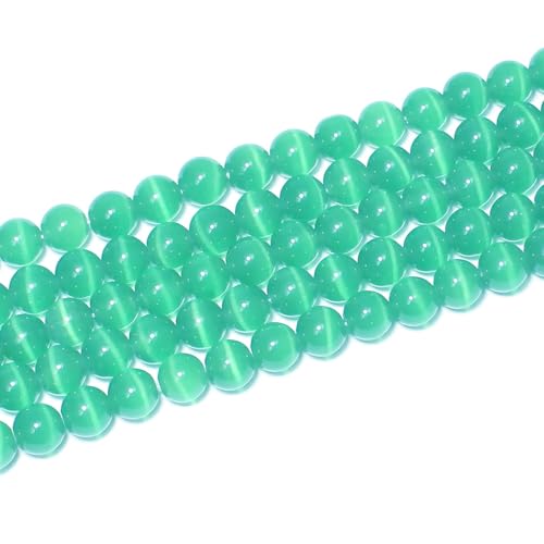 100pcs Mint Green Cat Eye Beads 8mm Round Semi Precious Stone Hole Size 1mm DIY Charm Spacer Beading Smooth Gemstone Loose Beads for Jewelry Making Bracelets Necklaces Earrings Crafting - color: Mint Green