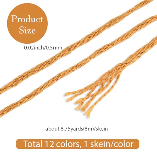 12 Skeins 6 Strands Variegated Embroidery Floss Thread Gradient Friendship Bracelet String Polyester Cross Stitch Yarn Threads Bulk for Hand Sewing Jewelry Bracelets Making Crafts Stitching - color: Fall Color