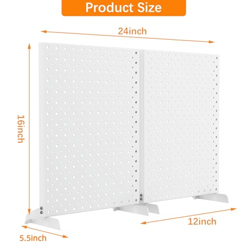 TORACK Pegboard Display Stand for Craft Shows & Fairs, 12 x 16 in Metal Tabletop Pegboard Display with Hooks for Christmas Fair Event(White, Pack of 2) - style: 2-Pack White