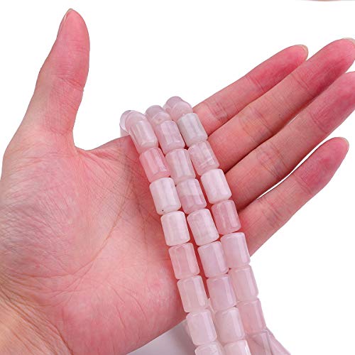BEADIA Natural Rose Quartz Crystal Cylinder Stone Loose Semi Gemstone Beads for Jewelry Making 10mmx14mm 38cm - color: Rose Quartz, size: 10mm x 14mm