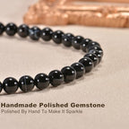 14in Agate Wrap Bracelet for Women Men Natural Round Beaded Agates Stone Healing Stretch Bracelets Elastic Handmade Polished Gemstone Beads Bracelet - color: Black White Agate, size: 8mm Beads
