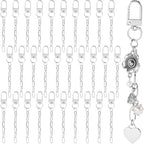 Hzopcw 30pcs Silver Keychain Making Kit, Key Ring Swivel Snap Hook Chains, Extender Keychain Bag Charm Kits for DIY Crafts Jewelry Making Handbag Purses- A Style - color: Silver-30pcs-A Style