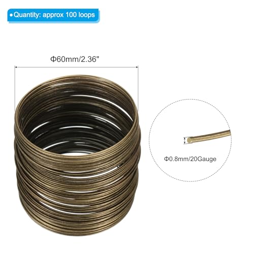PATIKIL 100 Loops Memory Wire, 1pcs 0.8mm 20 Gauge Jewelry Wire Craft Wire Memory Steel Wire for Jewelry Making Bracelets Beading DIY Crafts, Cyan