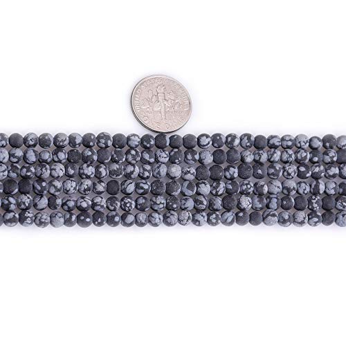 4mm Natural Stone Black Snowflake Jasper Frosted Matte Unpolished Round Spacer Beads for Jewelry Making Strand 15 inch - color: Black Snowflake, size: 4mm
