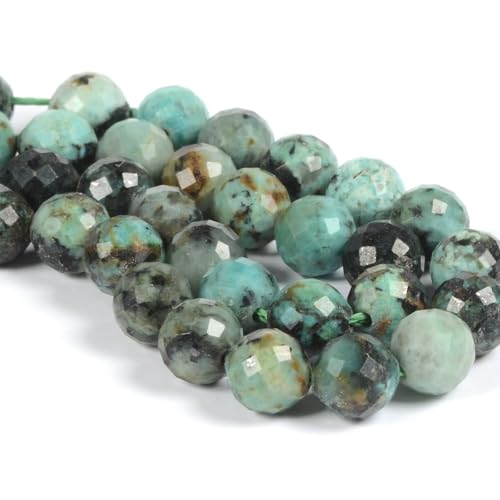 6mm African Turquoise Faceted Gemstone Round Loose Beads Strand 15.5-16" DIY Jewelry Making - color: African Turquoise
