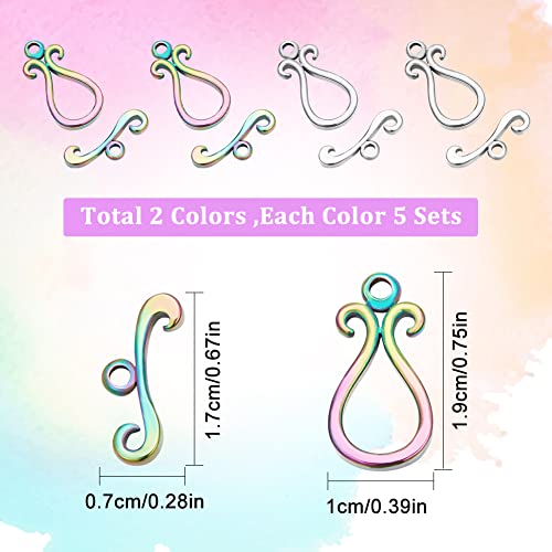 SUNNYCLUE 1 Box 10 Sets Toggle Clasps Toggle Jewelry Clasps Teardrop 304 Stainless Steel Toggle Clasp T-Bar Connectors OT Clasps for Jewelry Making Women Adults DIY Necklace Bracelet Crafts Supplies