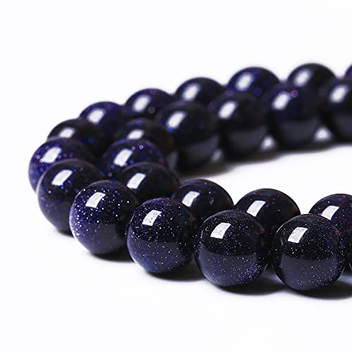 60PCS 6mm Starry Blue Sandstone Gemstone Beads Beads Natural Stone Round Loose Beads for Jewelry Making DIY Bracelet Necklace 15" Inch - color: Blue Sandstone, size: 6mm