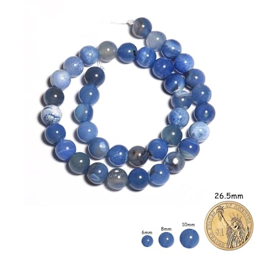 Yochus 45pcs Blue Fire Agate Stone Beads，8mm Healing Power Natural Stone Round Loose Beads for Jewelry Making Earring Necklace DIY Crafts - color: Blue Fire Dragon Agates, size: 8mm 45beads