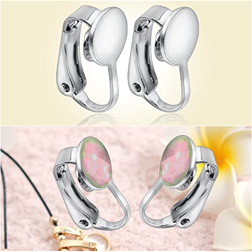 20pcs Silver Clip-on Earring Converters D-Shaped Brass French Earring Clips Components with 20pcs Comfort Earring Pads for None Pierced Ears Jewelry Making - color: Silver