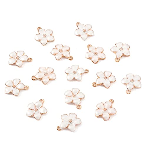 Beadthoven 100pcs Enamel Charms Cherry Blossom Daisy Flower Pendants Gold Plated Small Cute Bulk for Jewelry Making Bracelet Necklace Earrings Keychain DIY Accessories - color: 0Lavender Blush