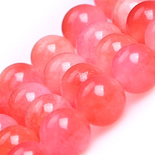 JOE FOREMAN 8mm Pink Jade Semi Precious Stone Round Rhodochrosite Color Loose Beads for Jewelry Making DIY Handmade Craft Supplies 15" Dyed Color - color: 8mm/pink (Rhodochrosite color)jade