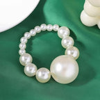 Acrylic Chunky Gold Beaded Bracelet for Women,Extra Big Round Ball Bead Chain Stretch Bracelet,Exaggerated Faux Pearl Bracelets Prom Party Jewelry - color: Pearl