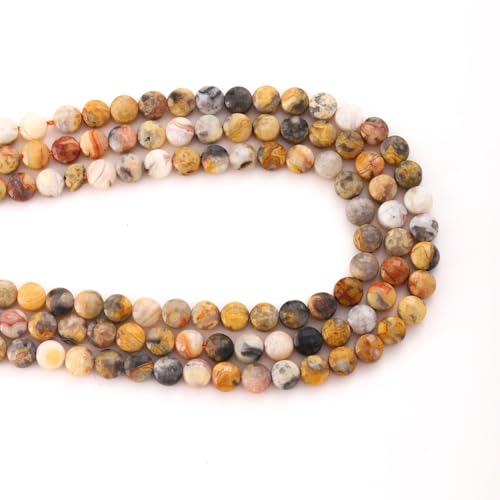 6mm Faceted Natural Crazy Agate Stone Beads Coin Disc Gemstone Spacer Beads for Jewelry Making DIY Bracelet Necklace - color: Crazy Agate