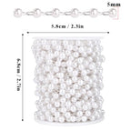 33 Feet Silver Pearl Beads Chains Roll, 5mm Faux Pearls Beaded Silver Plated Brass Cable Link Chain Spool Bulk for Jewelry Making DIY Craft - color: 5.0MM Silver Color