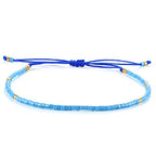 KELITCH Adjustable turquoise bead bracelet single color knitting friendship bracelet fashion jewelry daily wear gift (28 color selection) - color: Blue 04U