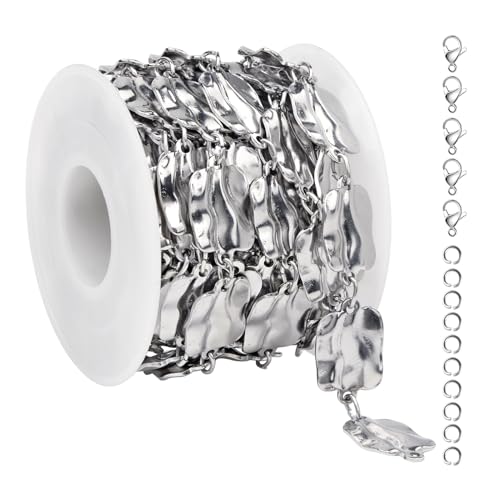 2 Yard Silver Chains for Jewelry Making Rectangle Link Chain Stainless Steel Chains Bulk - color: Silver Rectangle