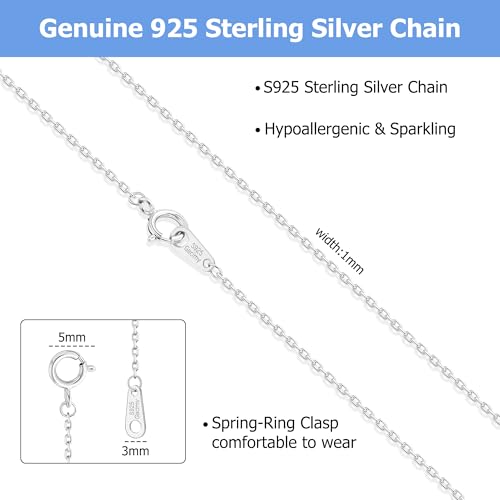 Gacimy 925 Sterling Silver Chain for Women, 1mm 1.3mm 1.5mm 1.8mm Cable Chain Necklaces - size: 18 Inches, style: b.1mm Silver
