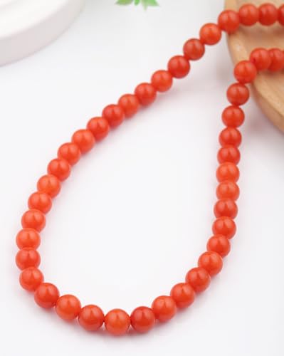Natural Stone Beads 8mm Polished Round Smooth Gemstone Beads for Jewelry Making Supplies 15 Inch(45 Beads) (South Red Agate) - color: South Red Agate-45pcs