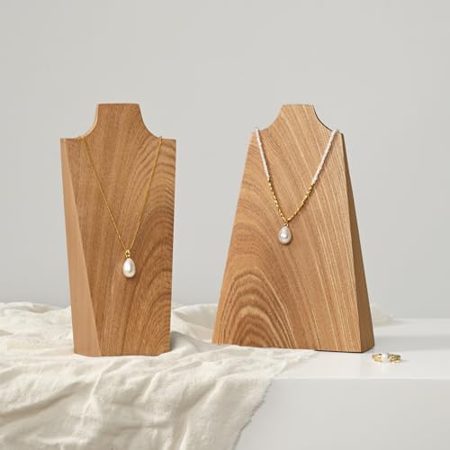 Solid Wood Jewelry Bust Necklace Display Showcase Jewelry Necklace Pendant Stand Display Stand Holder(H7.87) - size: S