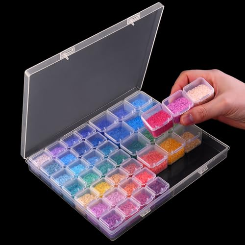 RJ-Sport Dual-Sized Diamond Art Storage Containers with 28 Small & 15 Mid-sized Grids to Keep Small Items Separated & Organized - color: 28 + 15 mid