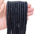 QiQnHngD 10 Strands Clay Bead for Friendship Bracelets, Heishi Beads for Bracelet Stack, Earth Tone for Adults (Black) - color: Black