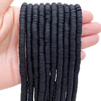 QiQnHngD 10 Strands Clay Bead for Friendship Bracelets, Heishi Beads for Bracelet Stack, Earth Tone for Adults (Black) - color: Black