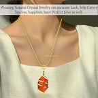 Amazing Gemstone Crystals and Healing Stones Carnelian Necklace - Gold Chain Necklace Pendant - Real Crystal Necklace - color: Gold Spiral Raw, size: 1 PIECE