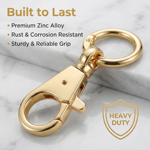 salbsever 3 Pcs Bag Charm Clip Gold Swivel Hooks for Purses Heavy Duty Gold Purse Charms for Handbags Purses Clasps for Bag Making Lobster Clasp Keychain Clip for DIY Crafts Making Accessories