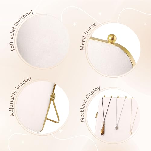 Mornajina 14 x 10 inches Velvet Necklace Display Stands for Selling, Large Metal Necklace Organizer Holder Stand Chain Jewelry Display Stand (Beige, 1 Pack) - color: Beige
