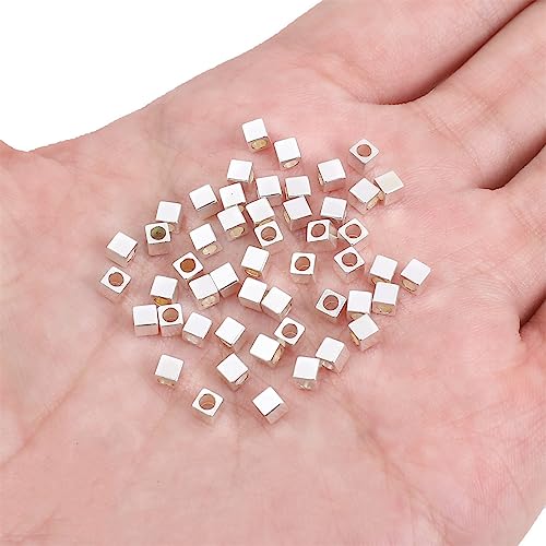 BEADIA Silver Plated Cube Spacer Beads Right Angle 3x3mm 50pcs for Jewelry Making Findings Non Tarnish - color: Silver, size: 3x3mm Right Angle Cube