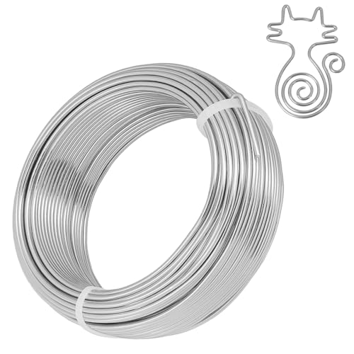 YEQIN 12 Gauge Aluminum Wire, 105 Feet 2mm Bendable Metal Craft Wire for Sculpting, Armature, Jewelry Making, Floral Making, Doll Making, Modelling, Crafting, Bonsai Training (Silver) - color: Silver