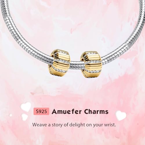 Clip Stopper Spacer Charms for Bracelets Necklaces, Compatible with Pandora,Jewery Mking DIY - style: Line Stopper 14K Gold Plated