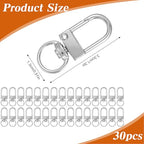 Xindojuz 30 PCS Metal Lobster Claw Clasps for Keychains and Jewelry Making, 360° Swivel Lanyards Snap Hooks Strap with Key Rings, Key Chains Connector Purses Straps Bag Charm DIY Accessories (Silver) - color: Silver