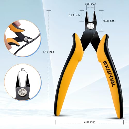 Micro Wire Cutters, 5.4 Inch Flush Cutters, 3 Pack Sharp Spring Loaded Micro Diagonal Cutters for Jewelry, Zip Ties, Electronics & DIY with Soft Grip Handles (Yellow & Black) - color: 3 Pack