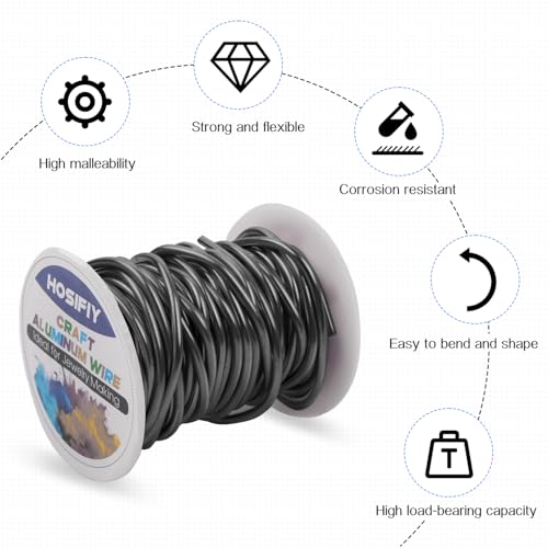 8 Gauge Aluminum Craft Wire, 3mm Jewelry Wire for Jewelry Making Supplies and DIY Metal Craft Art (Black, 32 Feet) - color: Black, size: 8Gauge 32FT