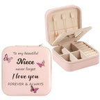 Niece Gifts Pink Butterfly Jewelry Box for Nieces Birthday Gifts Christmas Valentines Mothers Day Gift for Nieces from Aunt Uncle Niece Graduation Gift Portable Travel Jewelry Display Case - color: niece