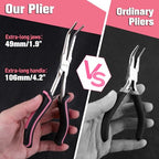 7-Inch Long Reach Bent Needle Nose Pliers Smooth Jaws Bent Long Nose Pliers Extra Long Needle Nose Pliers Jewelry Pliers for Jewelry Making, Wire Wrapping and Object Gripping, Non-slip Handle - style: Bent Needle Nose Plier Smooth Jaws