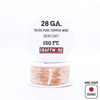 Solid Bare Copper Wire Round,Bright,Dead Soft,150 Feet 28 Gauge (Choose 25 to 100 Ft,10 to 30 Ga.),28 Gauge-150 Feet Spool - size: 28 Gauge - 150 Feet Spool