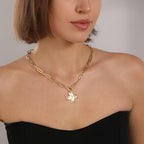 Bheop Chunky Cross Necklace for Women Trendy 14K Gold Silver Layered Statement Cross Pendant Charm Necklace Waterproof Paperclip Herringbone Snake Choker Chain Christian Jewelry Set Gift Non Tarnish - style: GD-Toggle Necklace（1 inch Pendant)